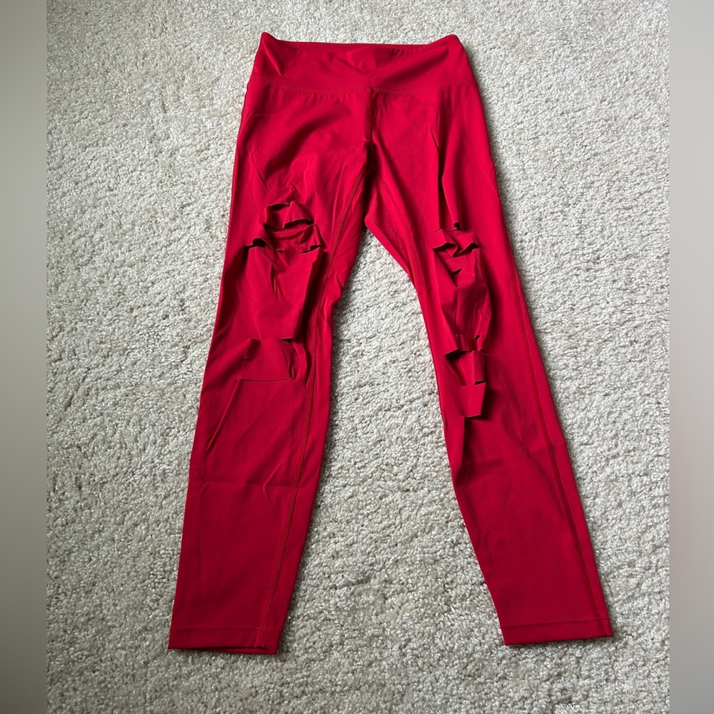 Zyia Red Slash Leggings Size 2